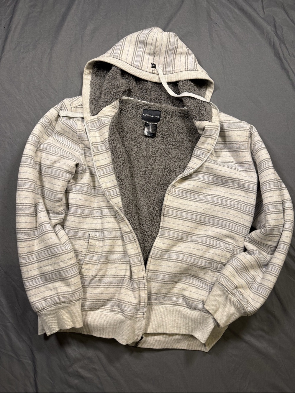 O'Neill Men's Hooded Zip Sweater - Gray Stripe